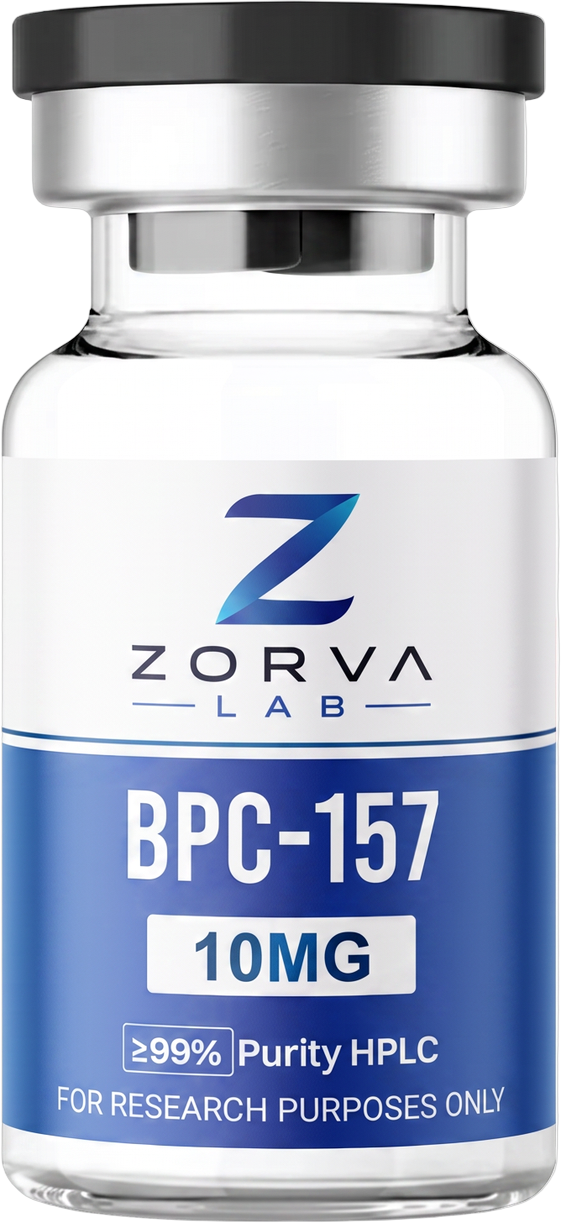 BPC-157 research peptide vial, 10 mg, ≥99% purity by HPLC